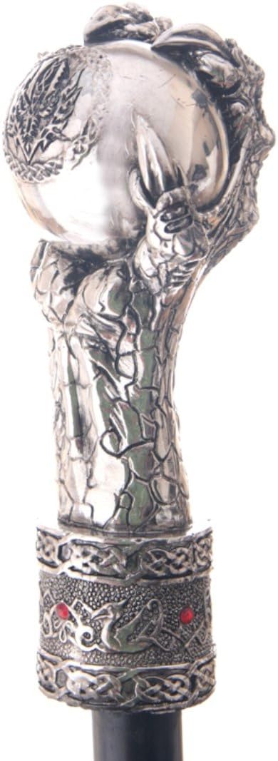 Black Walking Stick with Dragon Claw & Celtic Knotwork Ball Top