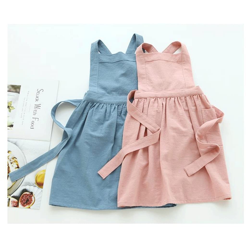 SSDD 7607 Koreańska wersja modnej bawełnianej przedszkola dziecka Fartuch Małe dziecięce BIB Malowanie Anti-Near Smock Talia (Color : Pink, Size : M)