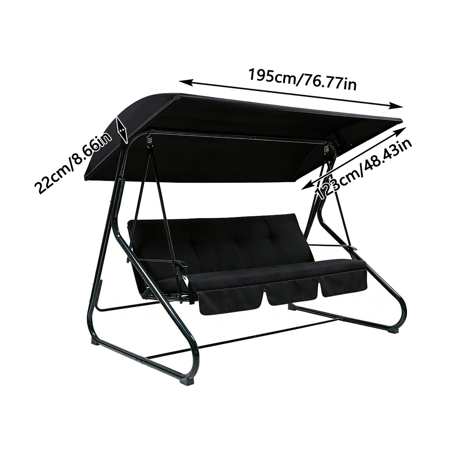 Hollywoodschaukel Dachbezug 190x120cm - Dach für hollywoodschaukel 3 Sitzer - Wetterbeständig Sonnendach für Gartenschaukel Garten-Schaukel Dachplane Ersatzdach für Hängebank Schaukel (Schwarz)