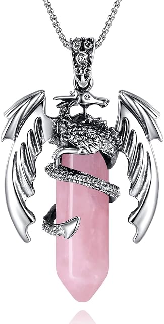 XIANNVXI Dragon Wrapped Men's Necklaces Crystal Necklaces for Men Healing Crystals Gemstones Pointed Pendant Necklaces Reiki Spiritual Jewellery