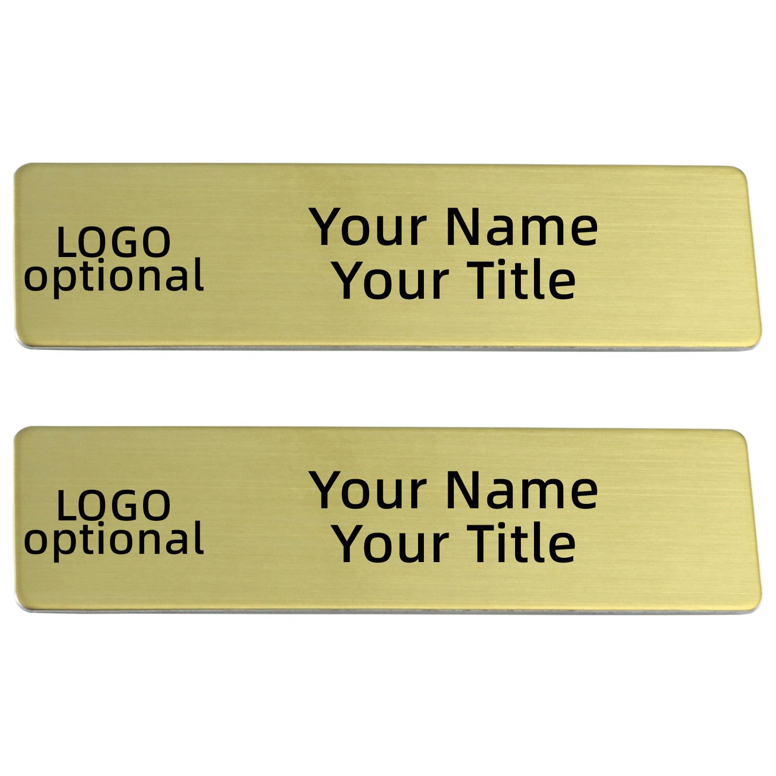 2pcs Custom Name Tag,Personalized,Customizable Name Tags,Engraved Name Tag with Magnet Clip or Pin,Stainless Steel ID Badge for School Teachers,Kids,Black Business Work Label Sign (2Gold)