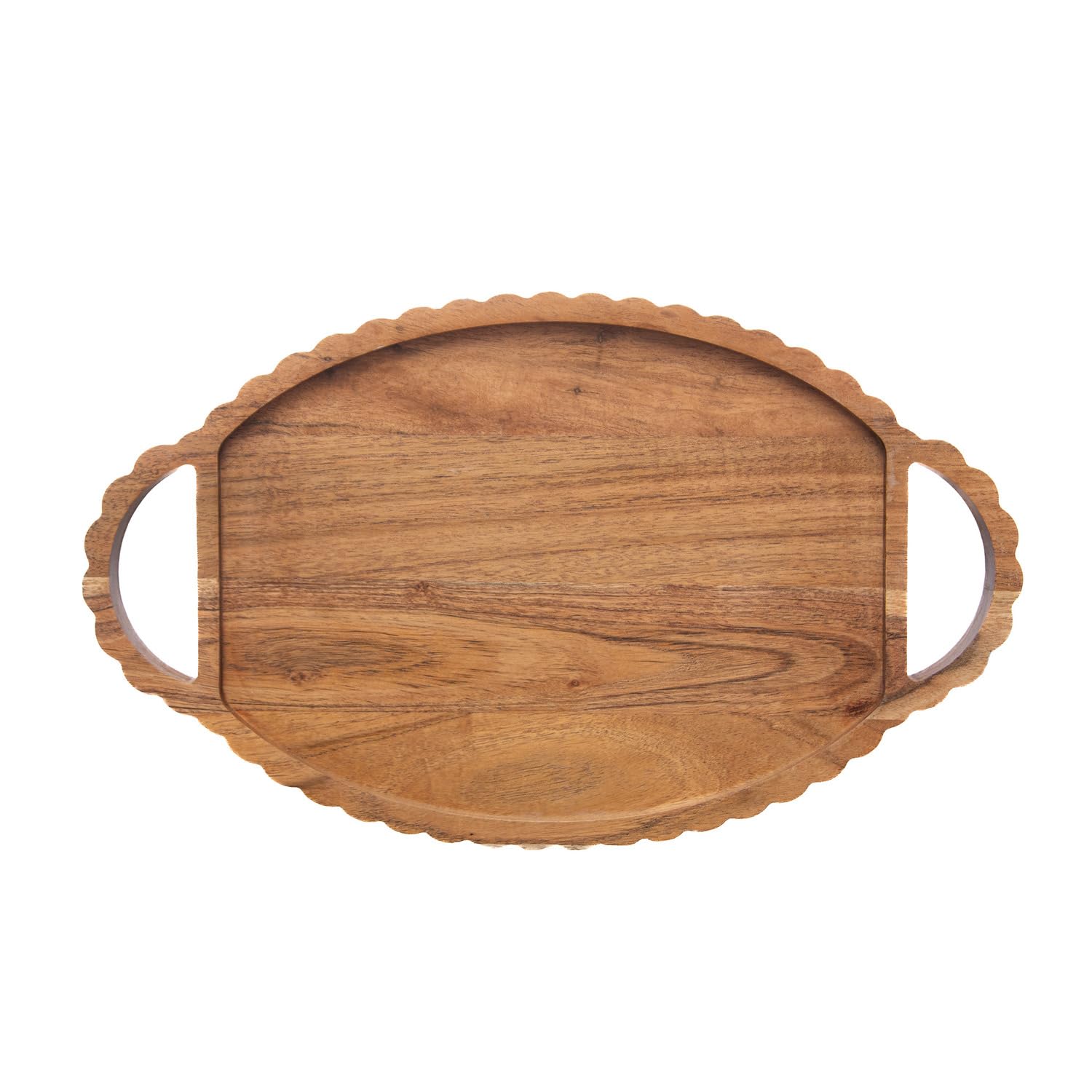 Boston International Dekoratives Serviertablett aus Akazienholz mit gewellten Kanten, 43,2 x 25,4 cm