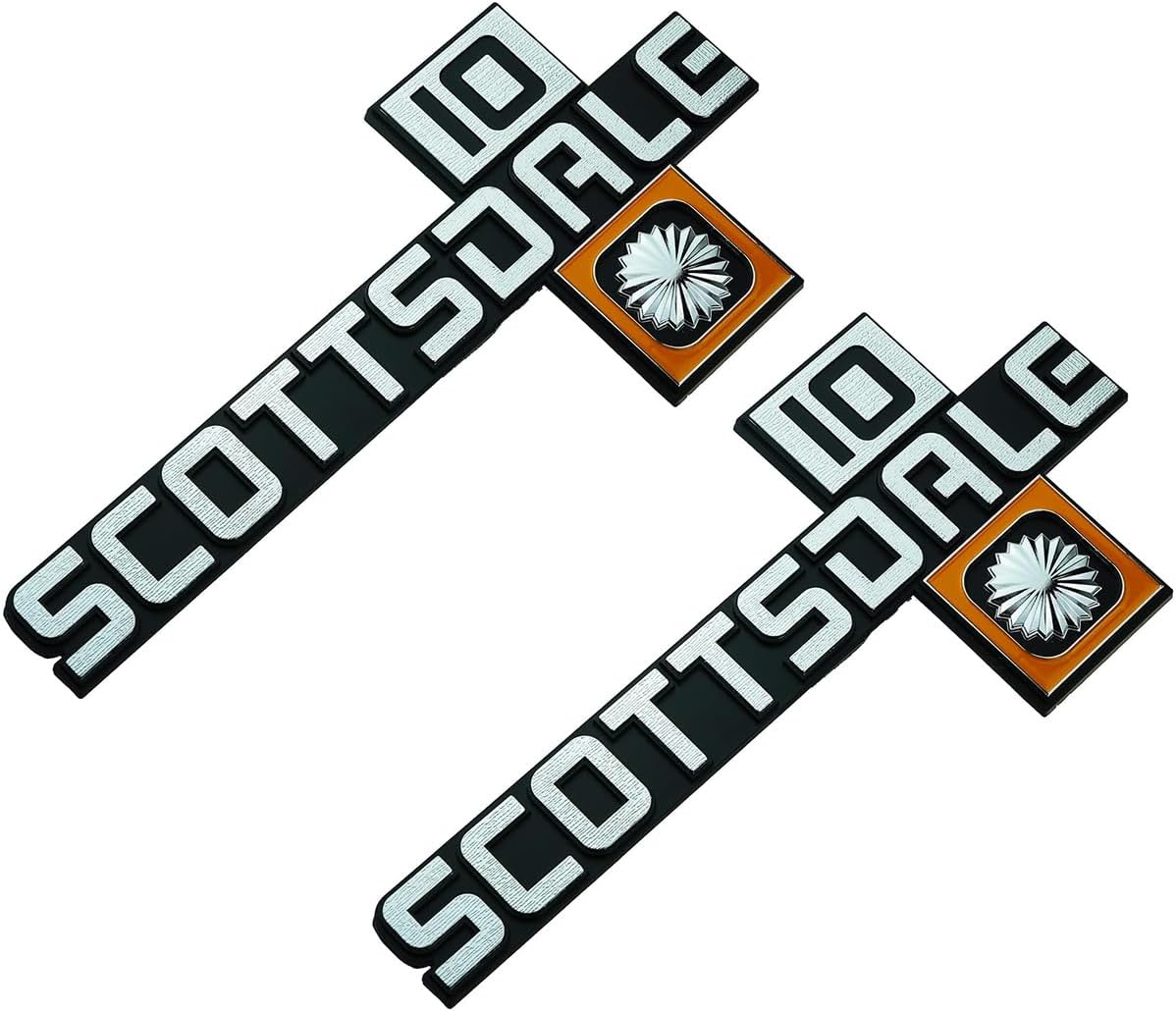 2Pc Set 81-88 Chevy Scottsdale 10 Emblem 3D Badge Nameplate Truck Square Body Front Fender 14051848 PR Pickup Trucks Replacement for Scottsdale (Silver)