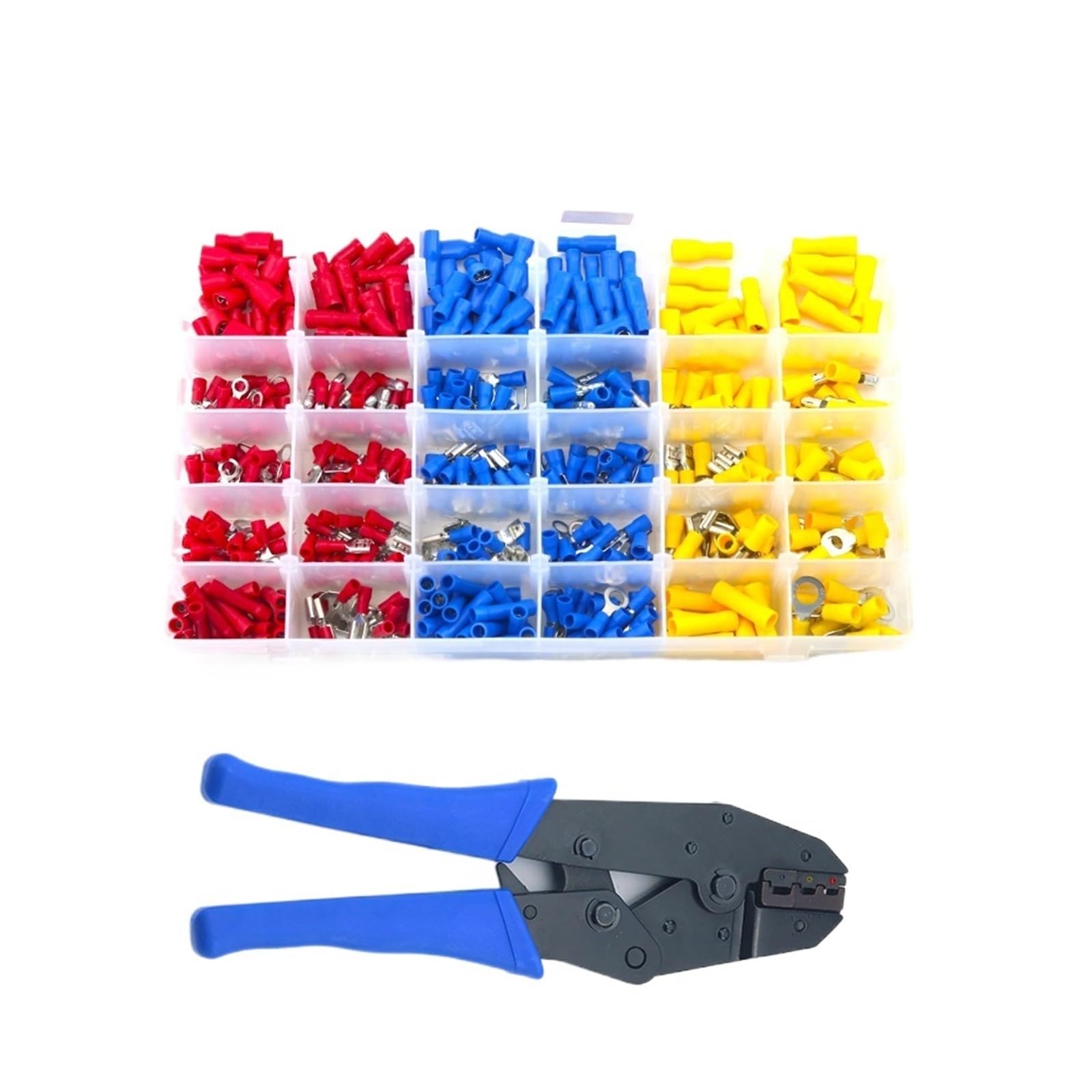Assortiment de cosses à Pelle, connecteur de câble isolé, Fil électrique, sertissage, Anneau Bout à Bout, Fourchette, cosses, Kit roulé, 280/480/720/1200 pièces(280Pcs)