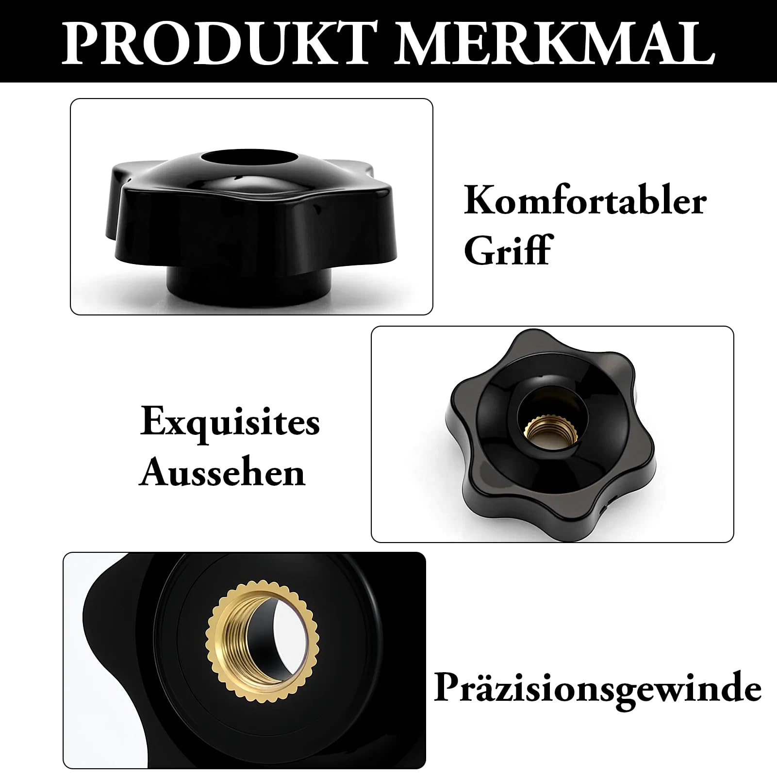 15 pezzi dadi a stella M8, manopole a stella M8, manopole a stella, diametro esterno 32 mm, nere, per industria, mobili, apparecchiature elettroniche, macchine utensili