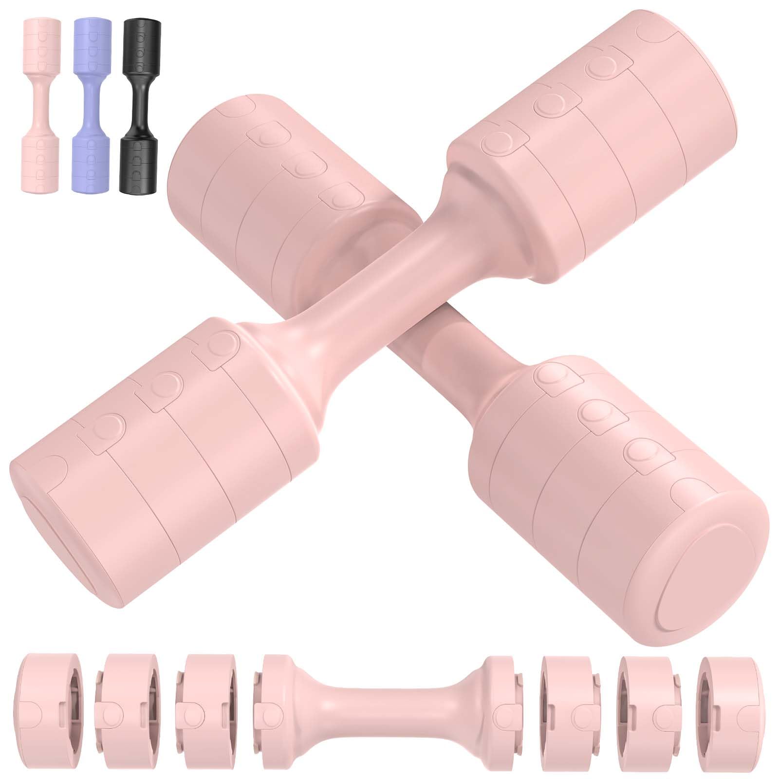 Adjustable Dumbbell Set of 2, 11Lb/Pair Weights Dumbbells for Women Each 2.2lb, 3.3lb, 4.4lb, 5.5lb Hand Weights Set for Home Fitness