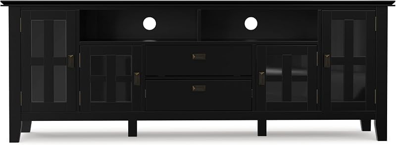 SIMPLIHOME Artisan 72" Wide Solid Wood TV Stand in Black image 6