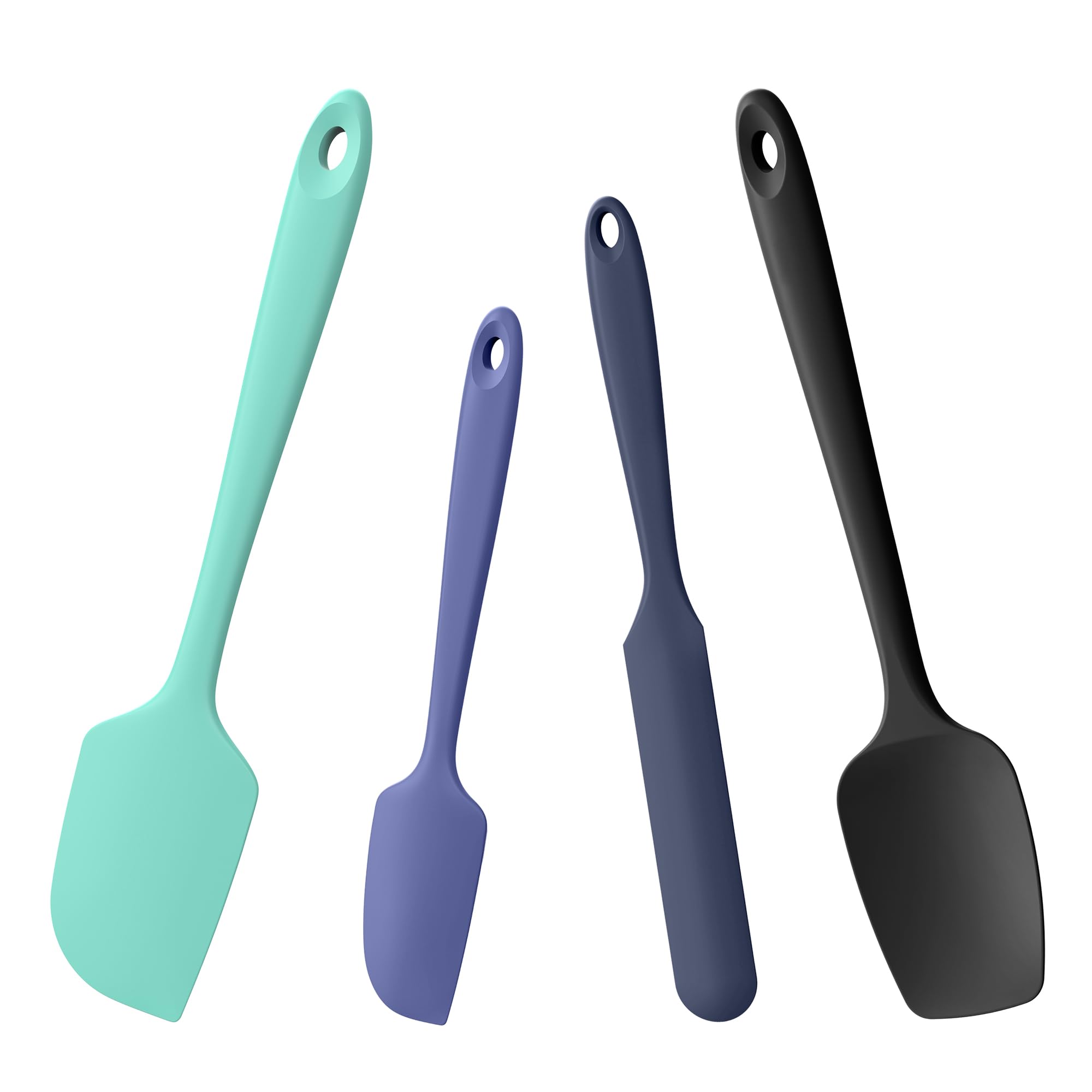 Doosu Silicone Spatula Scrapers Set of 4, 315℃ Heat Resistant Food Grade Rubber Baking Cooking Spoon Spatula Non-Stick Kitchen Utensils for Mixing Scraping Stirring Serving Folding (Multicolors3)