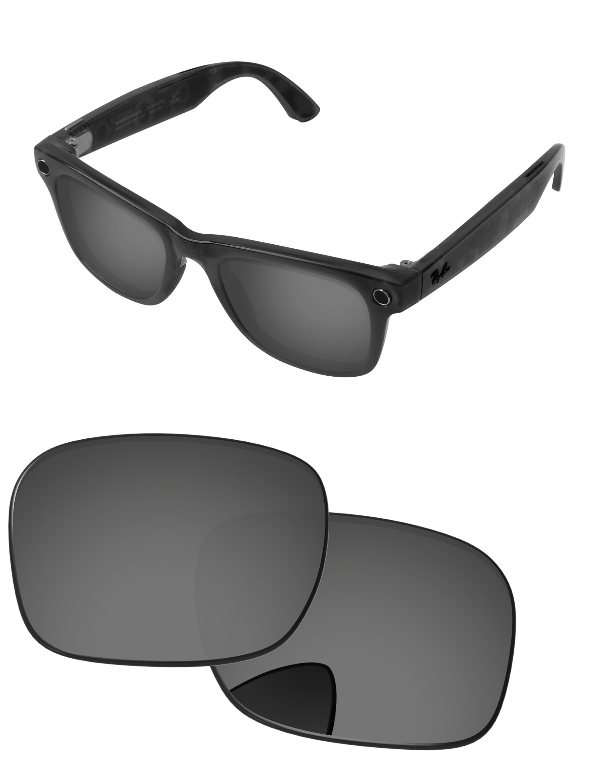 Replacement Lenses for Ray-Ban Meta Wayfarer RW4006 &amp; RW4012 50mm AI Glasses - Photochromic, Anti Blue Light Lens