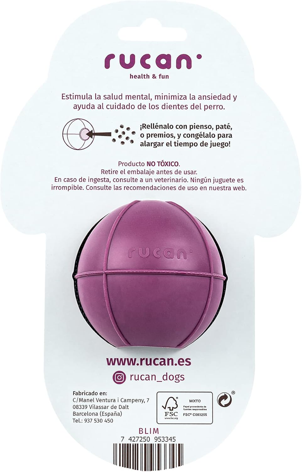Dog Ball | Multifunctional Dog Ball | Refillable and Scented | Interactive and Healthy Play (High Hardness - Large Size)| Spanish Product