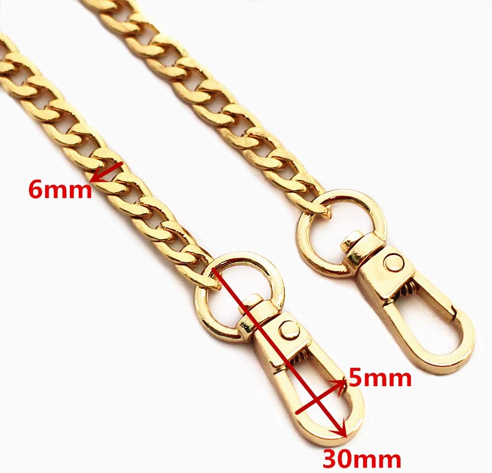 Model Worker 4PCS 47" DIY Iron Flat Chain Strap Thin Dainty Finished Handbag Chains Accessories Purse Straps Shoulder Cross Body Replacement Straps with Metal Buckles (Gold)