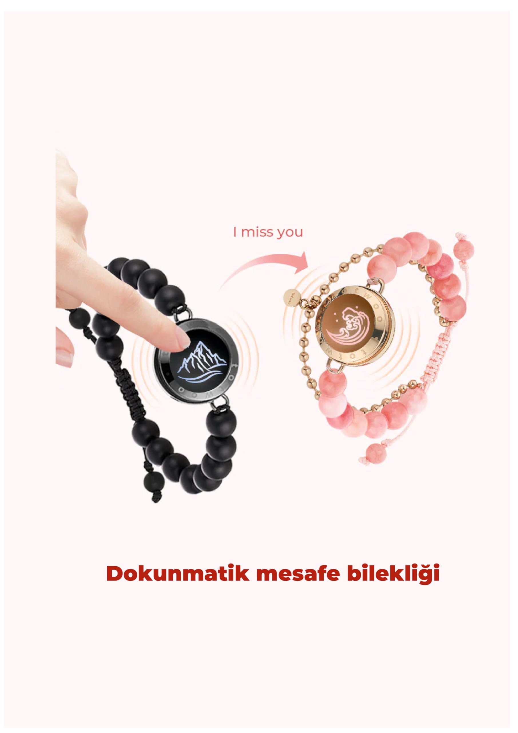 Mesafe Bilekliği - Akıllı Dokunmatik Sevgililer Bilekliği, Çiftler için bileklik, çift hediyesi, anneler günü, partner bileklikleri, uzun mesafeli ilişki bileklikler