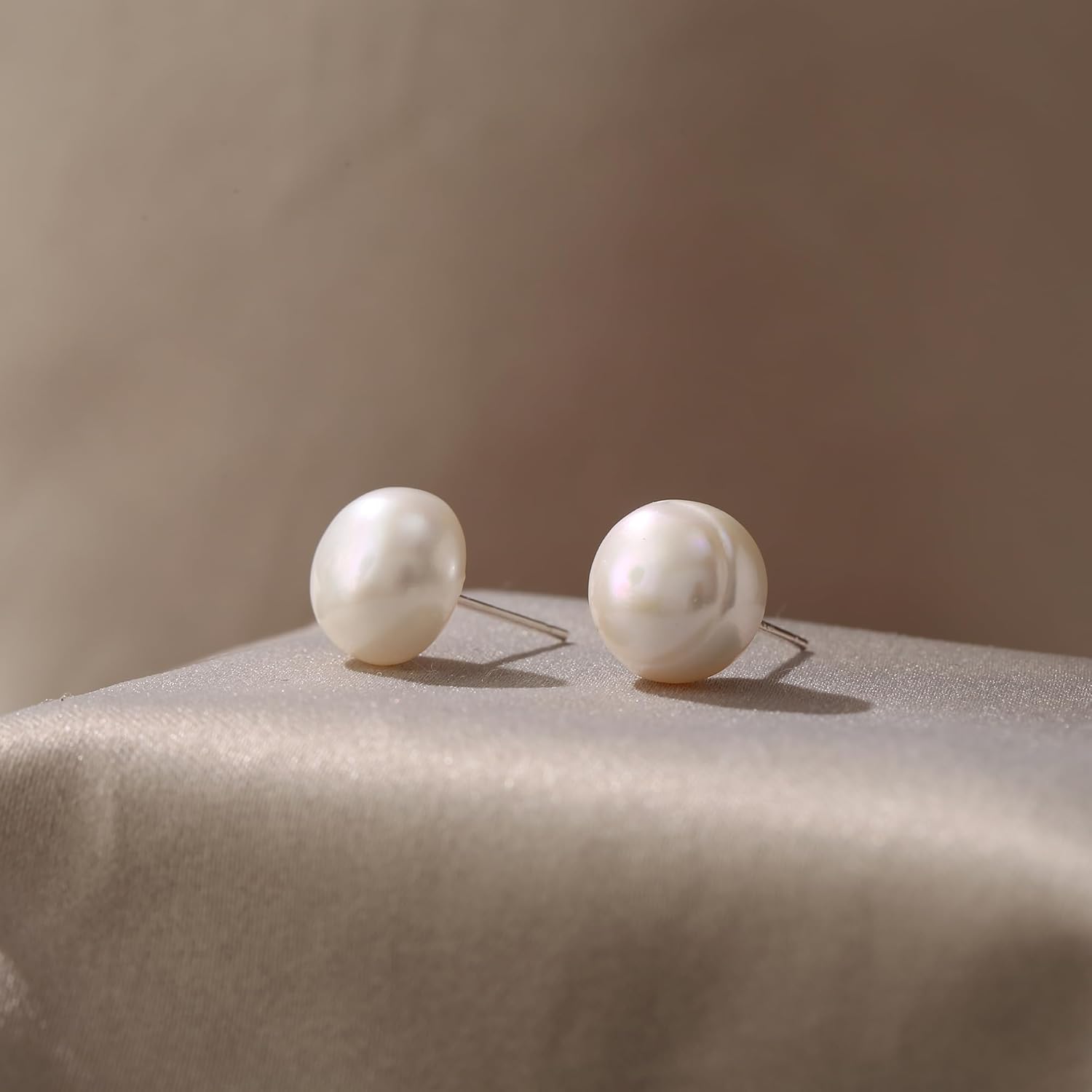 EVER FAITH Women's 925 Sterling Silver AAA Freshwater Cultured Pearl Button Stud Earrings - Image 4