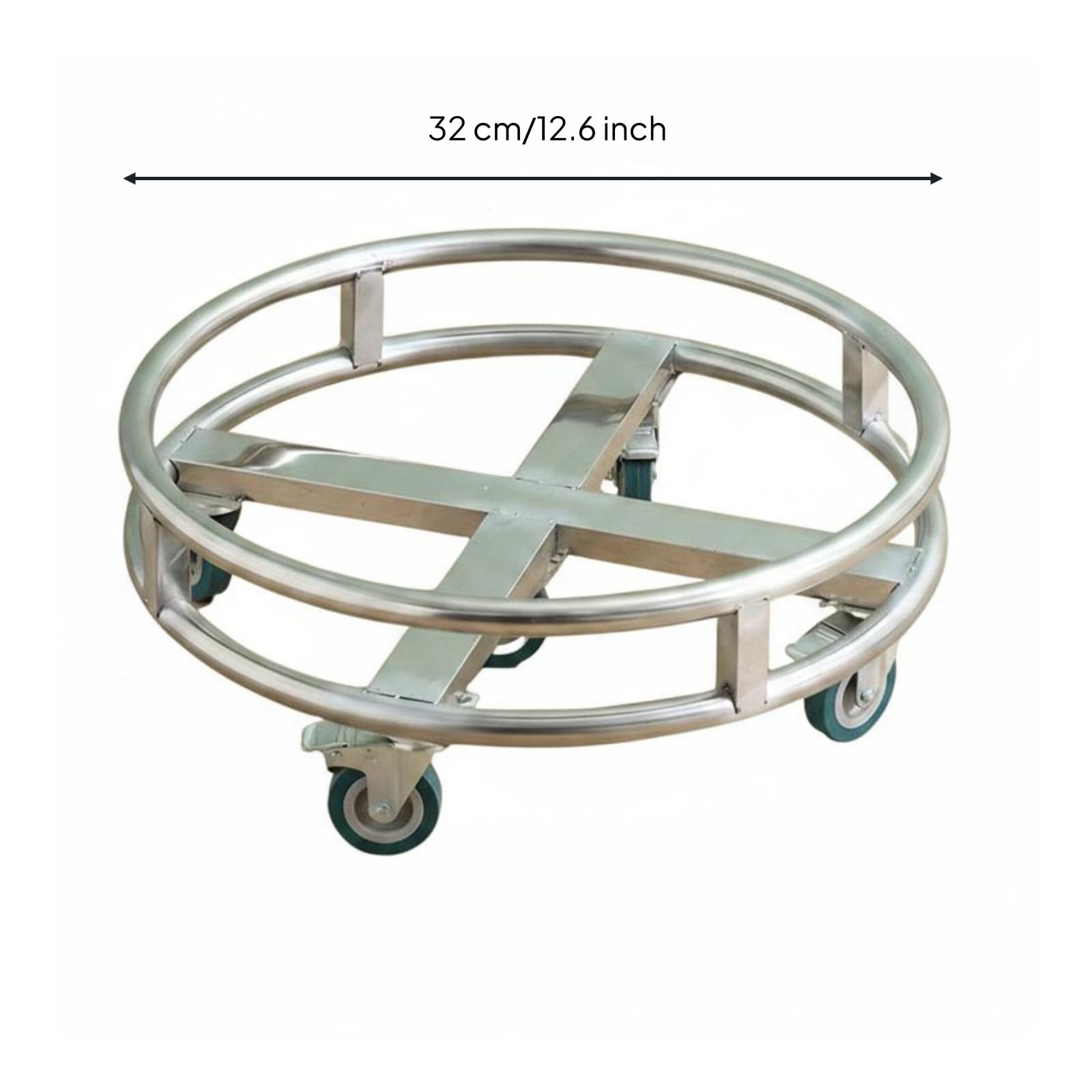 predolo Supporto Mobile in Acciaio Inox Robusto Carrello Portapentola Resistente Attrezzatura su Ruote per Ristoratori, 32 Cm, con Freno