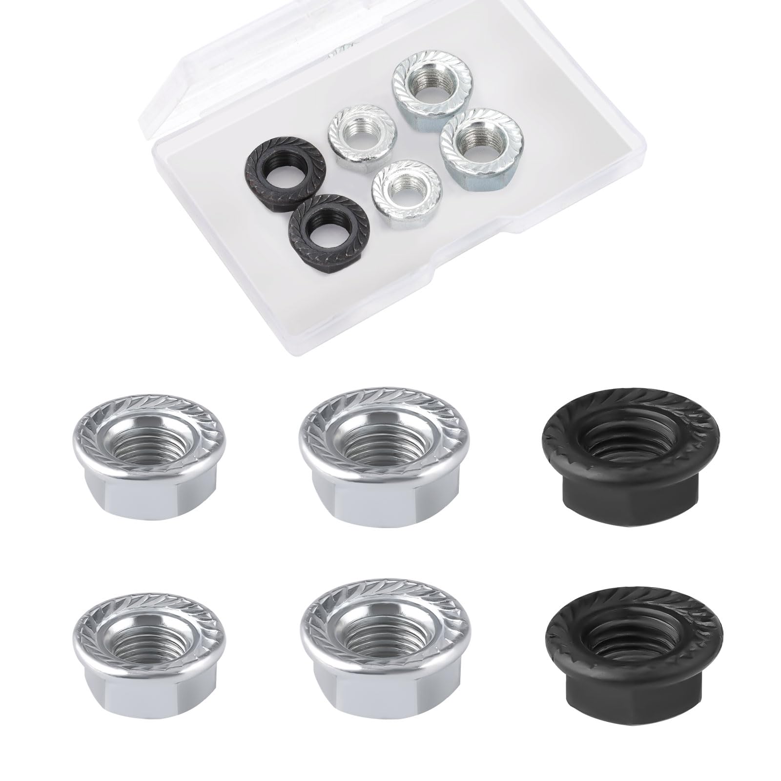 NQEUEPN 6pcs Bike Wheel Axle Nut, M8 M9.5 M10 Bicycle Hub Flanged Axle Nut for Mountain & Road Bikes (3 Sizes)