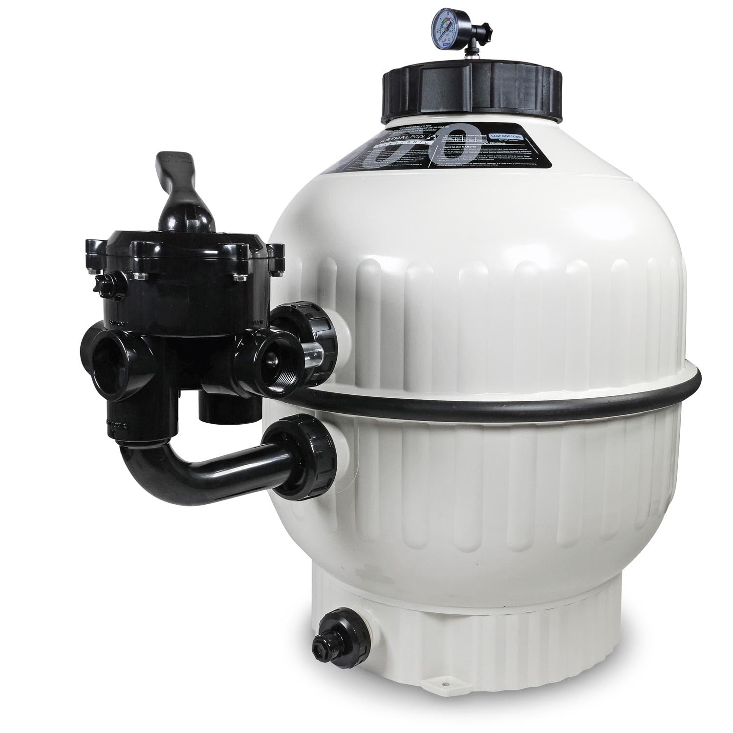 Astral Pool Sandfilterbehälter Cantabric Ø 500 mm inkl. 6-Wege Side-Mount Ventil - Für Pools bis 40.000 Liter - Robuste Bauweise - Effiziente Filtration - Langlebig - Einfache Wartung