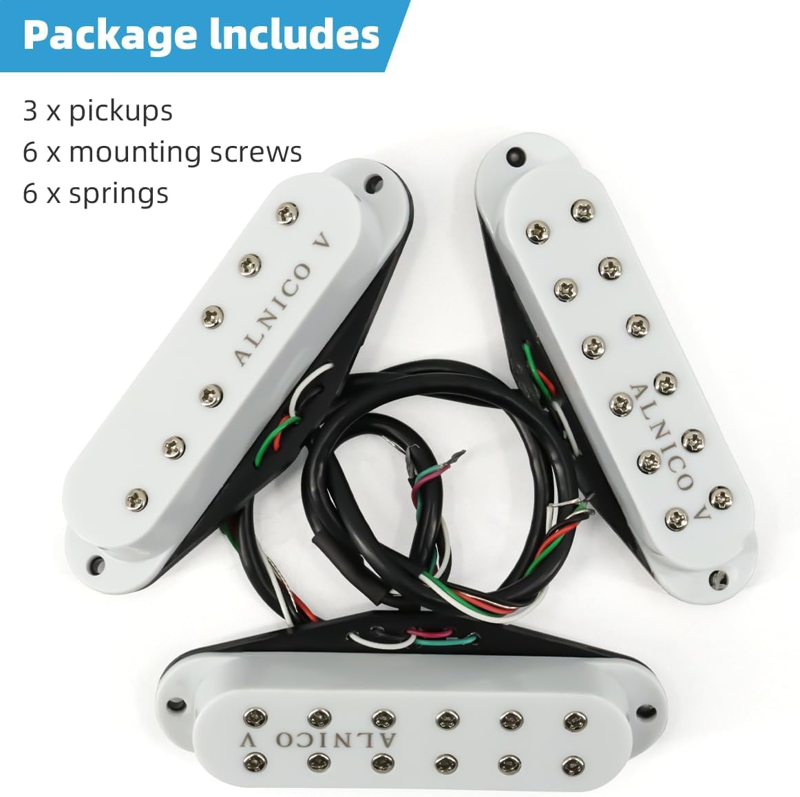Alnico 5 String Single Coil Guitar Pickup Set, Humbucke High Output Pickups Guitar Neck/Middle/Bridge Pickups for Stratocaster/Strat Electric Guitar Replacement Part