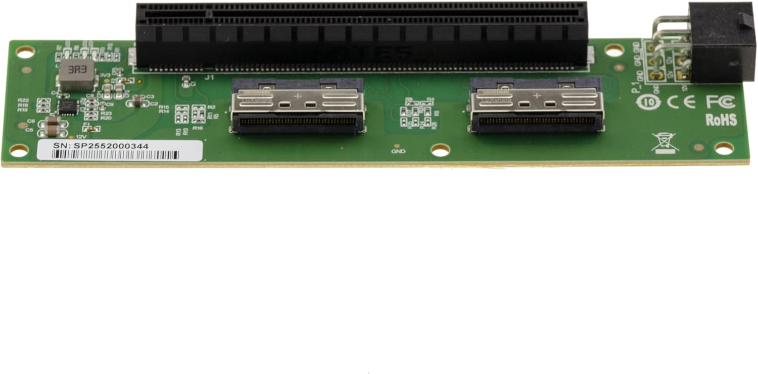 KALEA-INFORMATIQUE 2 Port MCIO 8i card to PCIe Gen 5.0 x8 or x16 for offshoring a PCI Express port, MCIO connectors parallel to the PCIe slot
