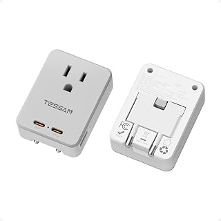 TESSAN 转换插头 C 类型 海外旅行用 电源转换适配器 3 个 AC 插口 3 个 USB 端口 插座 C 类型 适用于韩国/意大利/法国/西班牙/德国/越南/欧洲等地区