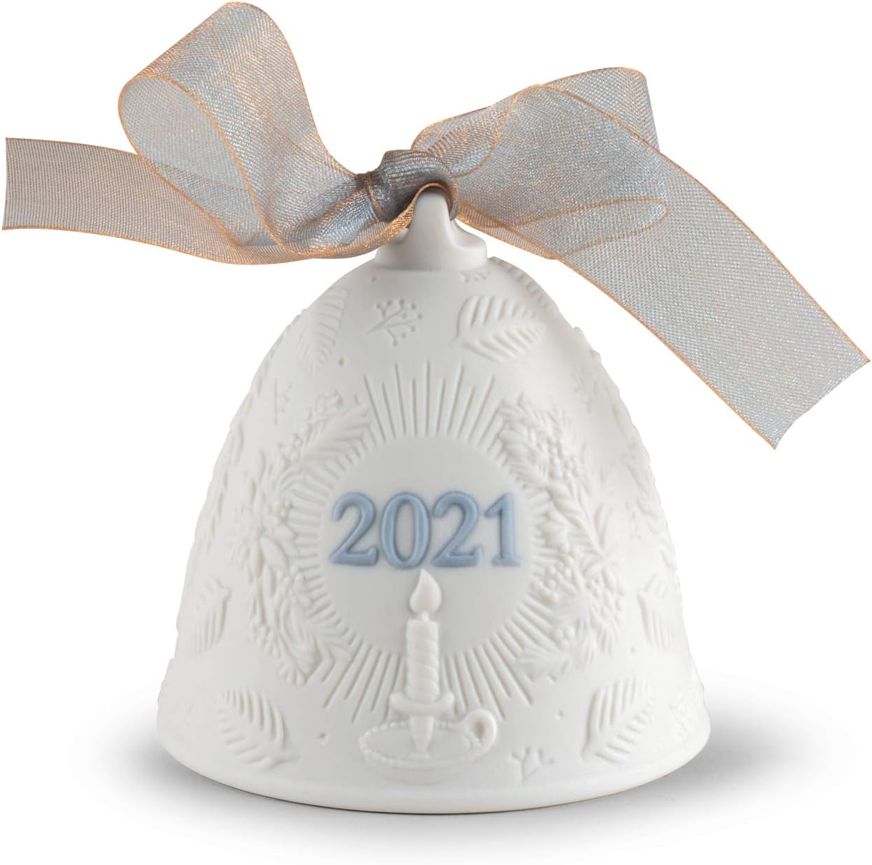 LLADRÓ 2021 Christmas Bell. Blue. Porcelain Christmas Bell.