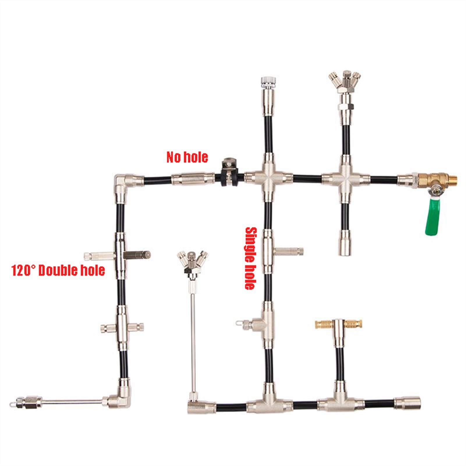 Conectores en T de latón 10/24 UNC para boquilla nebulizadora de alta presión de 3/8" con cierre deslizante para sistema de enfriamiento (no incluye boquillas) (Color: 30 piezas, Tamaño: Orificio do