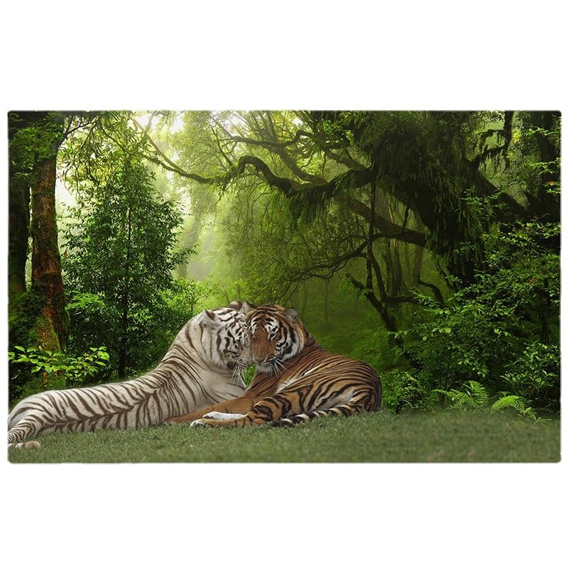 Papier peint tigre vert panoramique intissé de 400x240cm pour grand mur