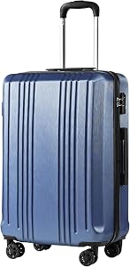 Coolife Luggage Suitcase PC+ABS with TSA Lock Spinner Carry on Hardshell Lightweight 20in 24in 28in(ice Blue, S(20in_Carry on))