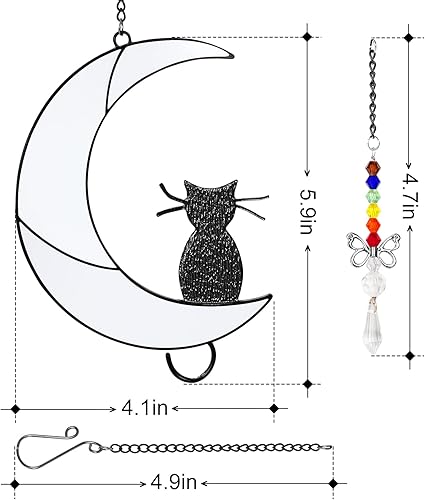 Miniatura 3 de Godboy Gato negro en la luna, regalo de adorno colgante, regalos conmemorativos para gatos, regalo de condolencias por pérdida de mascotas, para