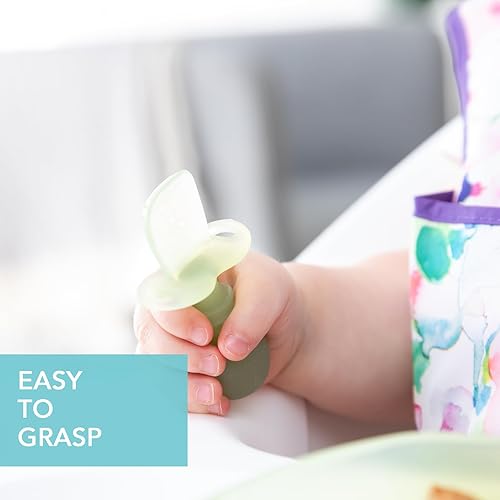 Vista 33 de Bumkins Juego de utensilios para bebé, cucharas de silicona para sumergir, autoalimentación, destete LED para bebés, aprendizaje de entrenador, A1