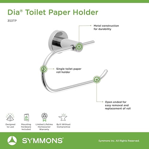 Miniatura 5 de Symmons 353TP Dia - Soporte de papel higiénico para montaje en pared en cromo pulido