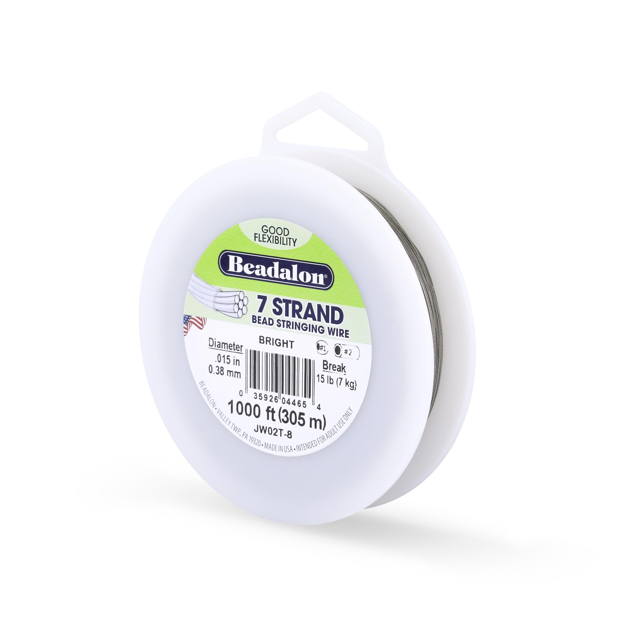 Beadalon 305 m Reel 0.38 mm Diameter 7 Strand Wire, Bright
