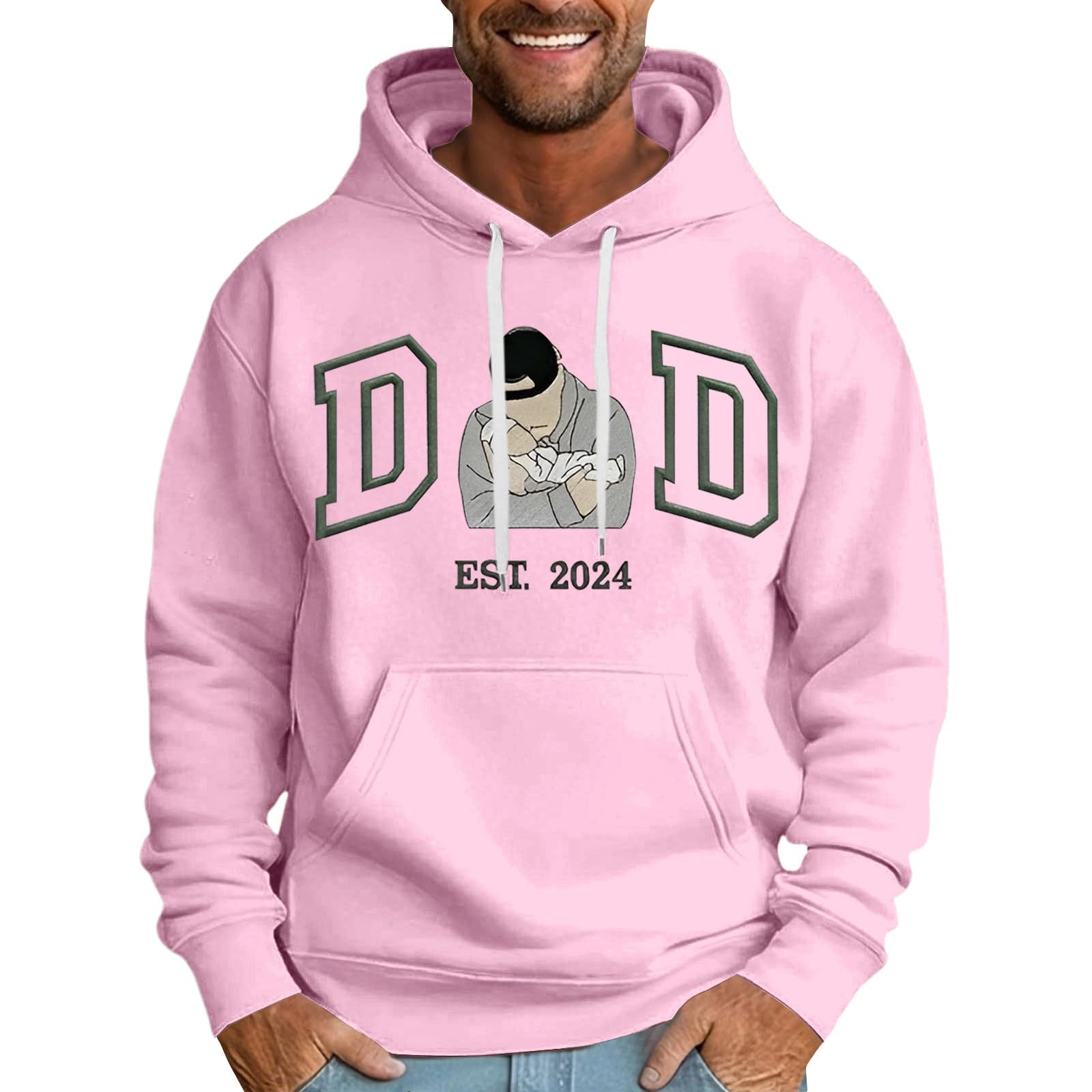 Sudaderas hombres con capucha y bolsillos para entretiempo color rosa talla S 5