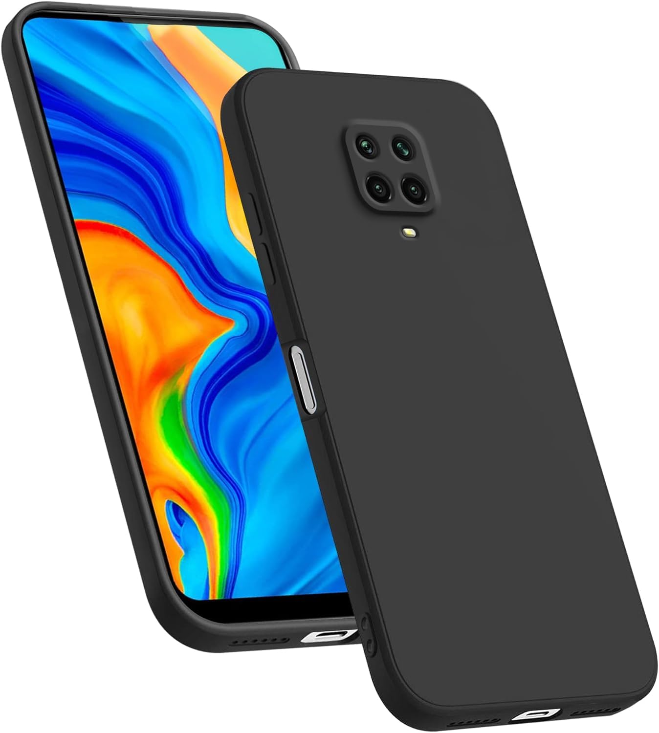 Vonzee Compatible with Mi Redmi Note 9 Pro/Note 9 Pro Max/Poco M2 Pro Back Cover with Upgraded Square Edges for Camera Protection Shockproof Flexible Matte Liquid Silicone Mobile Phone Case (Black)