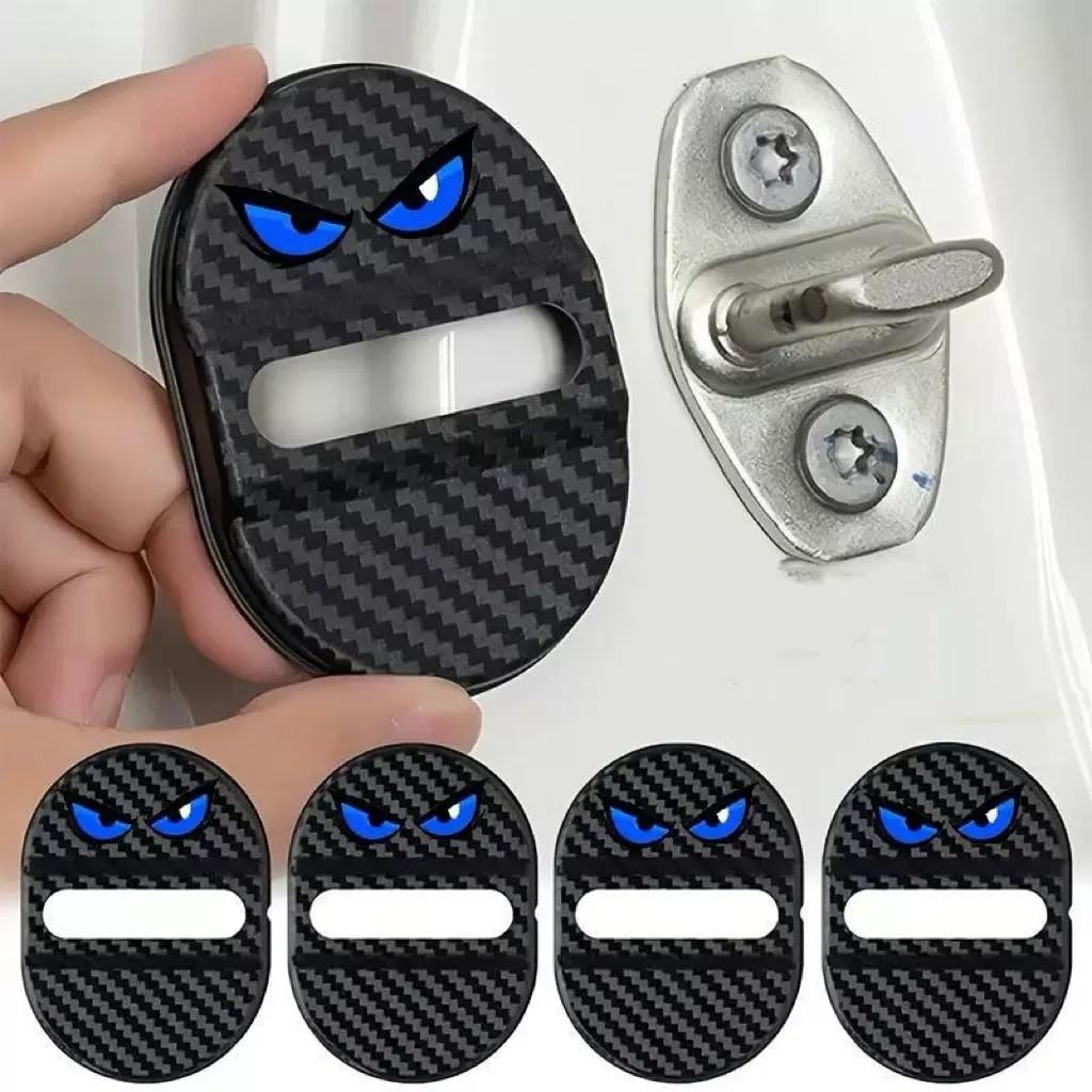 4 Pcs Door Lock Striker Covers for Ford Ranger T9 Raptor Wildtrak XLT 2023 2024, Premium Auto Interior Latch Protector Cap Styling Replacement Accessories,Blue