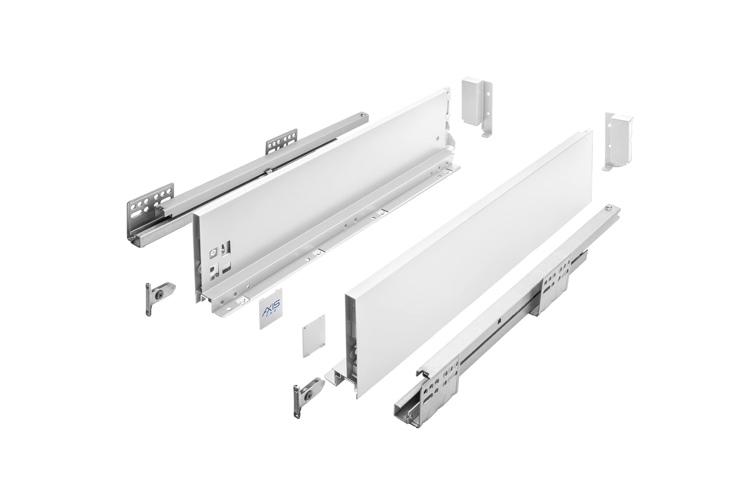 Gtv White Axis Pro Drawer System I Drawer Set With Full Extension And Integrated Damping I I Load Capacity Up To 40 Kg I Soft-Close I Free Access I Width 400 Mm I Height 120 Mm