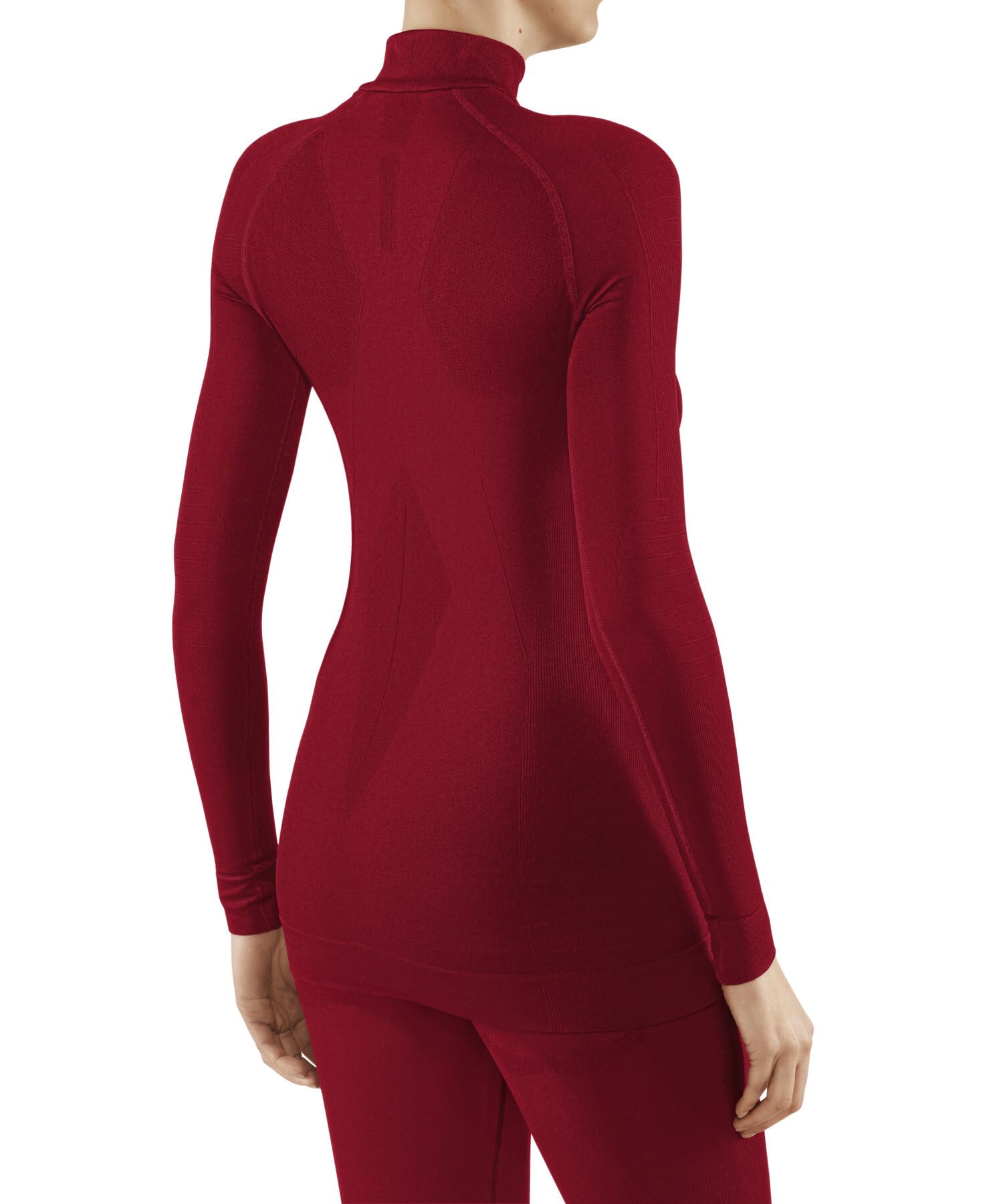FALKE mujer Maximum Warm High Zip Neck camiseta técnica deportiva manga larga para climas fríos a muy fríos secado rápido transpirable sostenible hilo funcional 1 pieza
