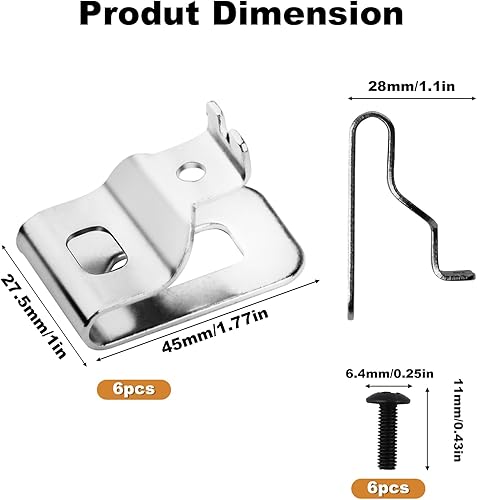 Miniatura 2 de Clips de cinturón para herramienta Dewalt de 20 V, clip Dewalt 6 piezas de repuesto para herramientas Dewalt de 20 V Max, clips de acero inoxidable