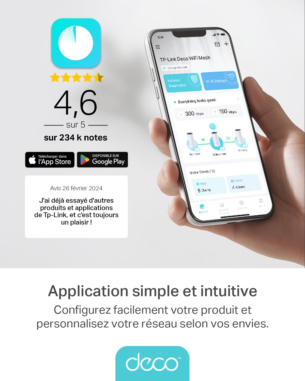 TP-Link Deco M4 (3-pack) Systèmes WiFi Mesh performant - Contrôle parental - Ports Ethernet Gigabit - Couverture WiFi jusqu'à 370m2 - Compatible avec Amazon Alexa et IFTTT, Blanc