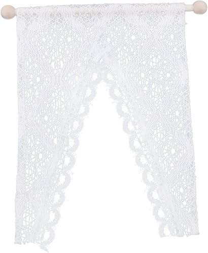 Miniatura 2 de 1/12 Casa de muñecas Madera Blanca Puertas Francesas Dobles Ventana con Cortina DIY