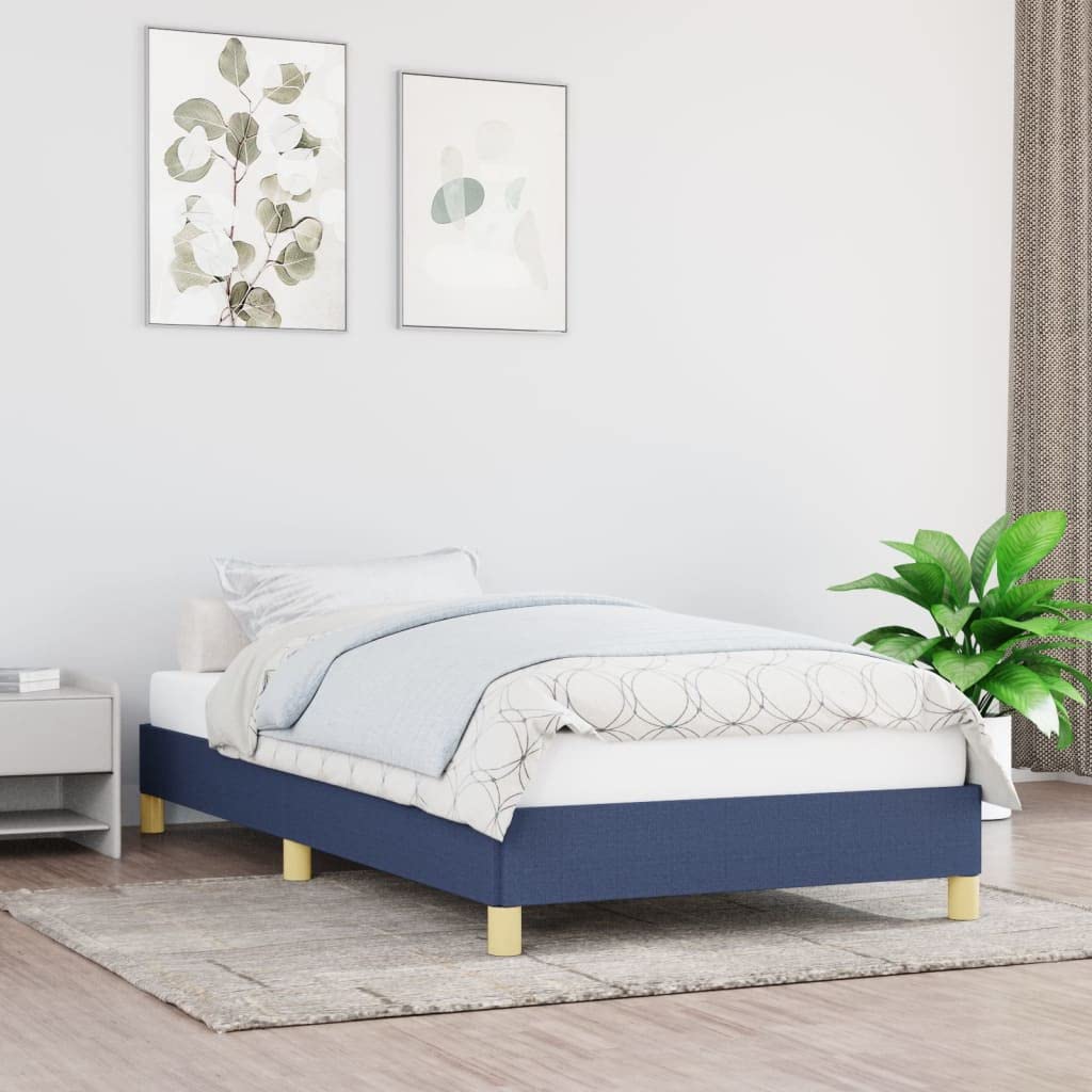 Struttura letto blu in tessuto, 90 x 200 cm, con doghe in compensato, stabile mobile per camera da letto, senza materasso, con istruzioni di montaggio (lingua italiana non garantita), comodo