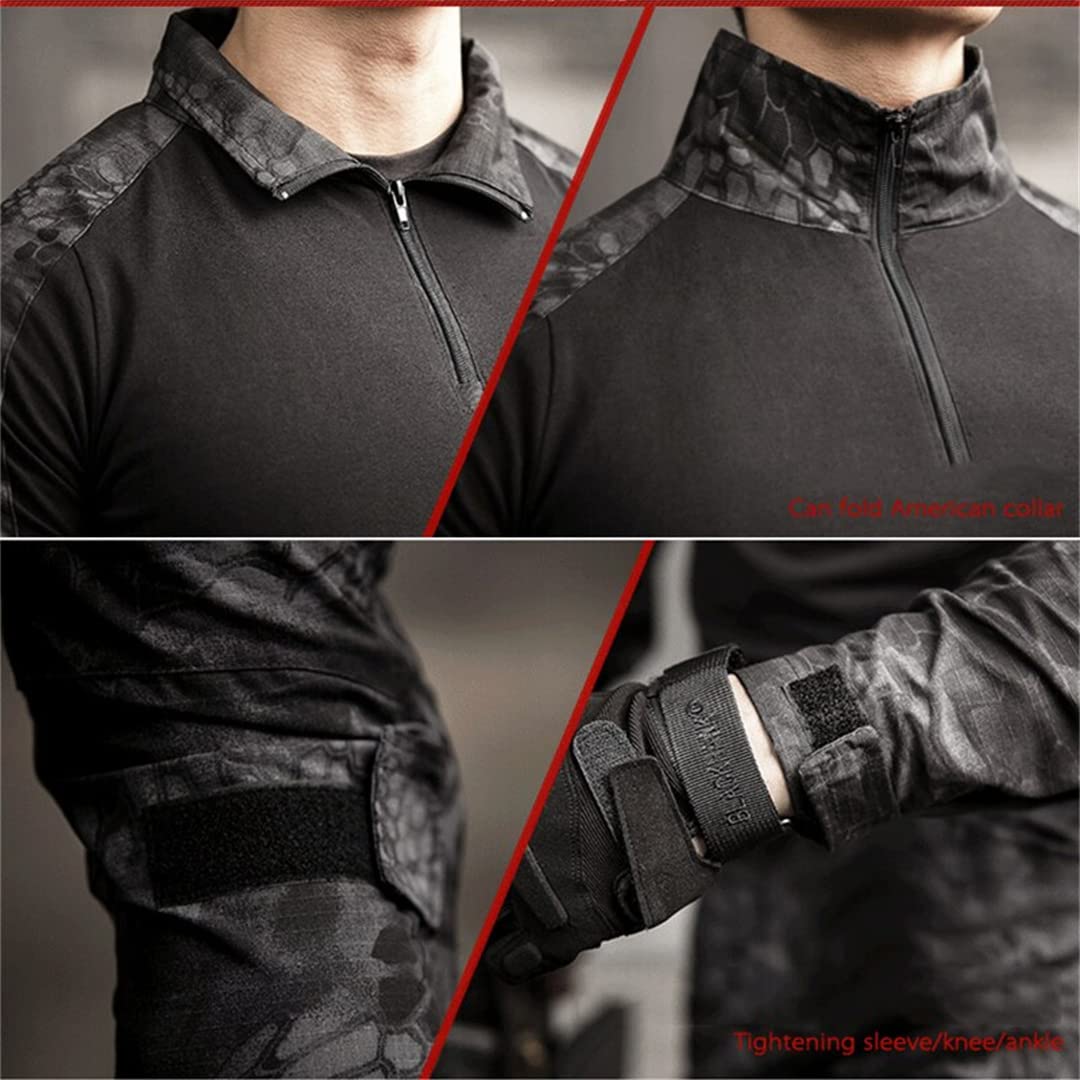 T-Shirt da Uomo Militare Estiva Manica Corta da Esterno Abbigliamento t-Shirt Tattica Allenamento Esercito (Jungle Python XL)