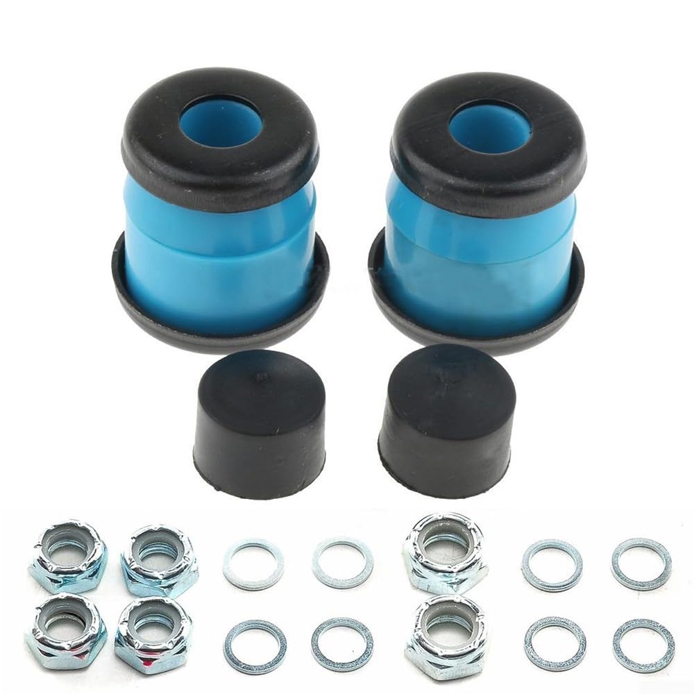 Skateboard Truck Repair Kit with Pivot Cups and Bushings Replacement Set for Longboard Rebuild - Includes Axle Nuts, Kingpin Nuts, Speed for Ring Washers,(Blue)