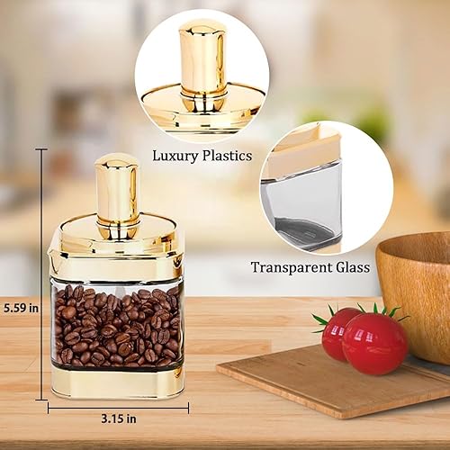 Miniatura 3 de Tarros de vidrio para especias de condimentos, 2 recipientes con tapas y cucharas, juego de cajas de condimentos de azucareros, el mejor tarro de