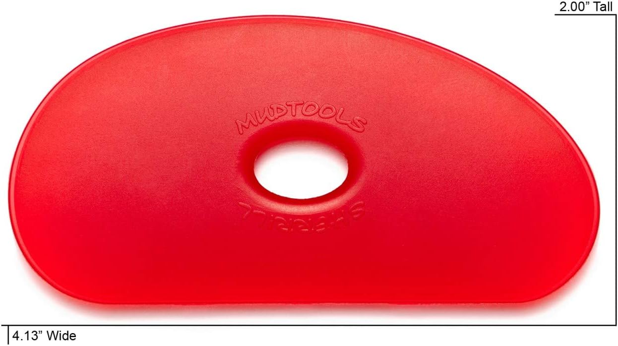 Mudtools Polymer Rib Red Size 5 Very Soft - Large Kidney Shape - Ceramics, Pottery, Clay - R5