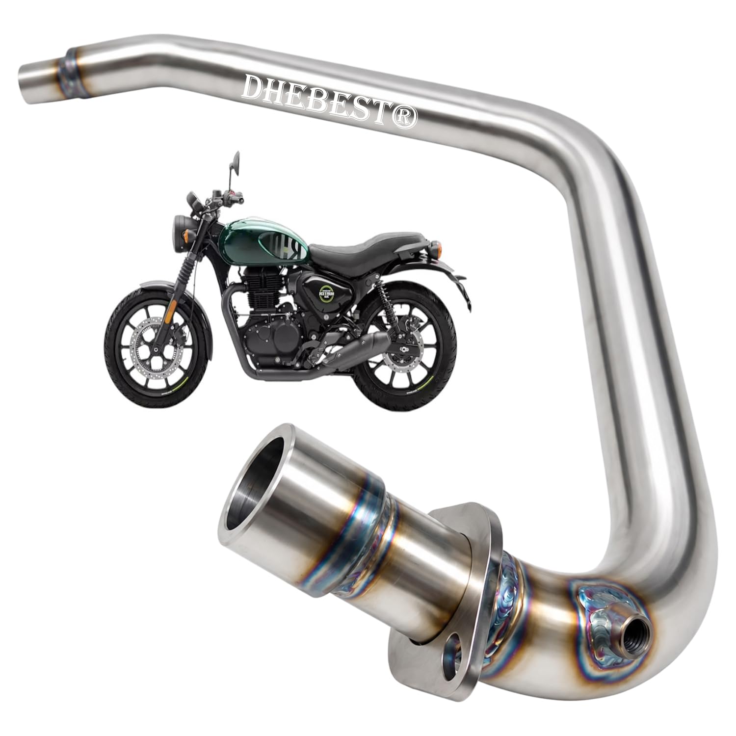 Dhe Best Bike Bend Pipe Stainless Steel Exhaust Downpipe High Strength Corrosion Resistant Long Lasting Construction Smooth Exhaust Flow for HUNTER 350-image-46