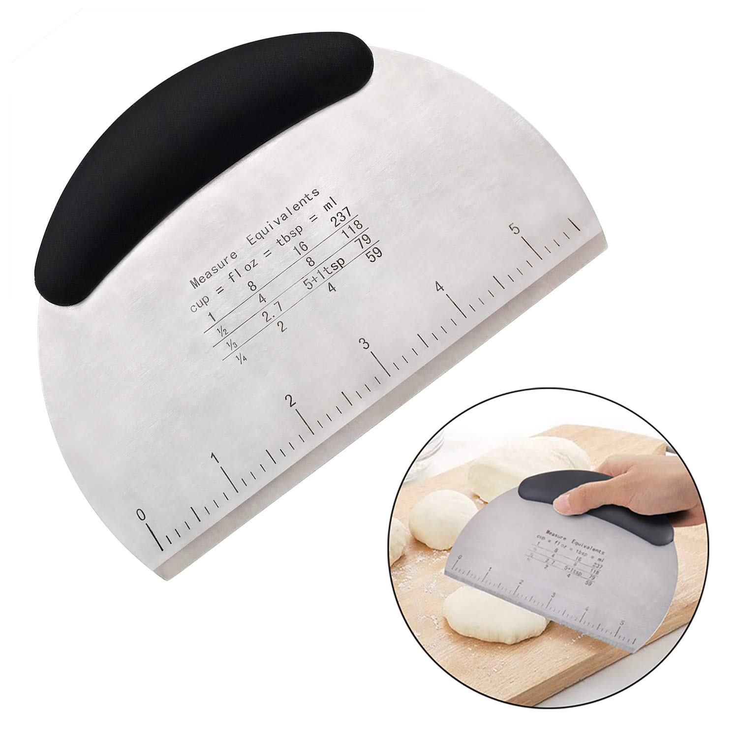 KQDRAVINE Lot De 2 Grattoirs De Cuisine Multi-usages En Acier Inoxydable Avec échelle De Mesure - Spatule à Pâte - Spatule à Pâte - Grattoir De Cuisine Pour Gâteaux, Cakes, Pizzas, Tartes