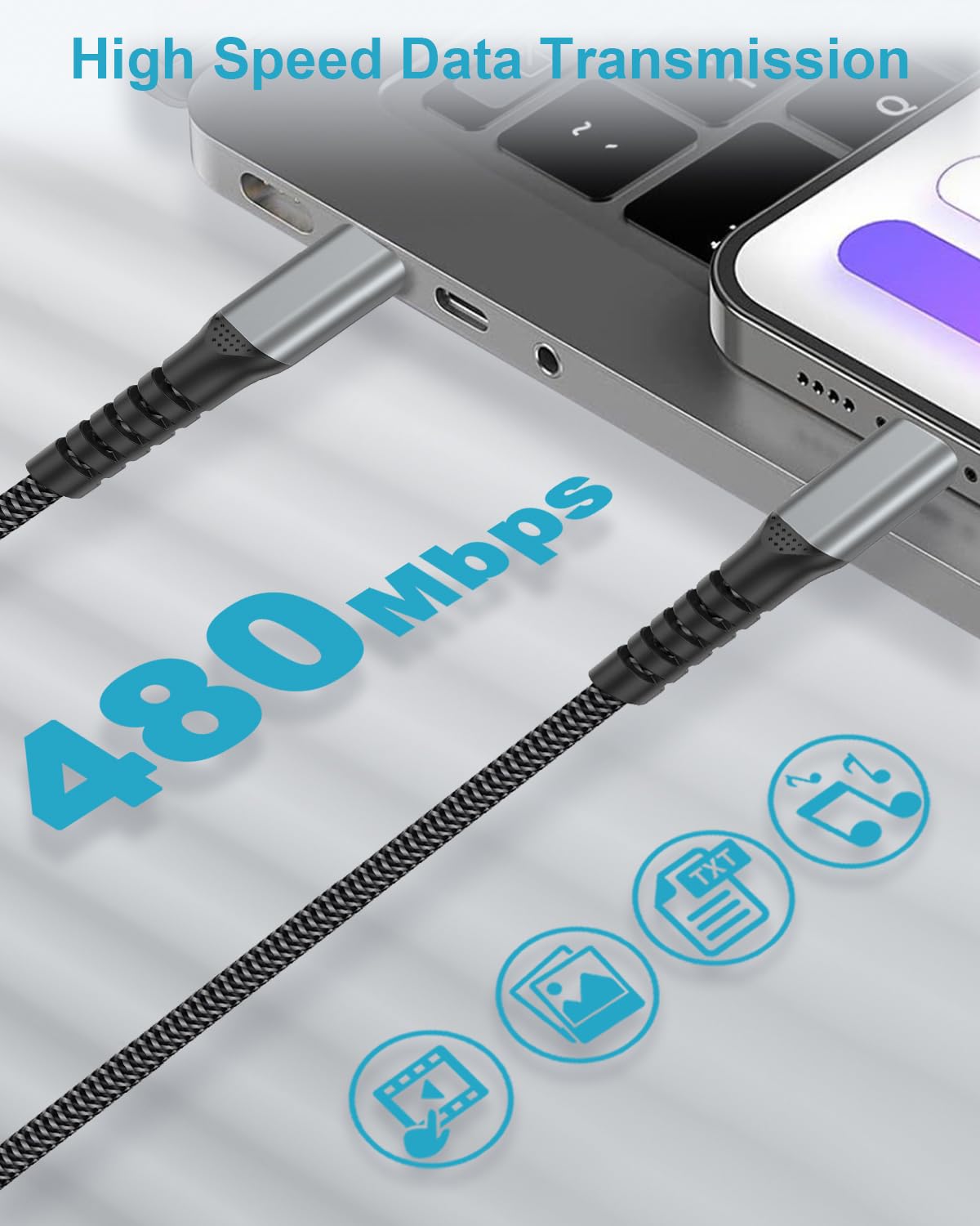 Cavo USB C Lighting 1M 2Pezzi [Certificato MFi], Cavo iPhone USB C Nylon Cavo iPhone Ricarica Rapida Cavo Lighting USB C Cavetto iPhone Caricatore iPhone Filo per iPhone 14/13/12/11/X, iPad, AirPods