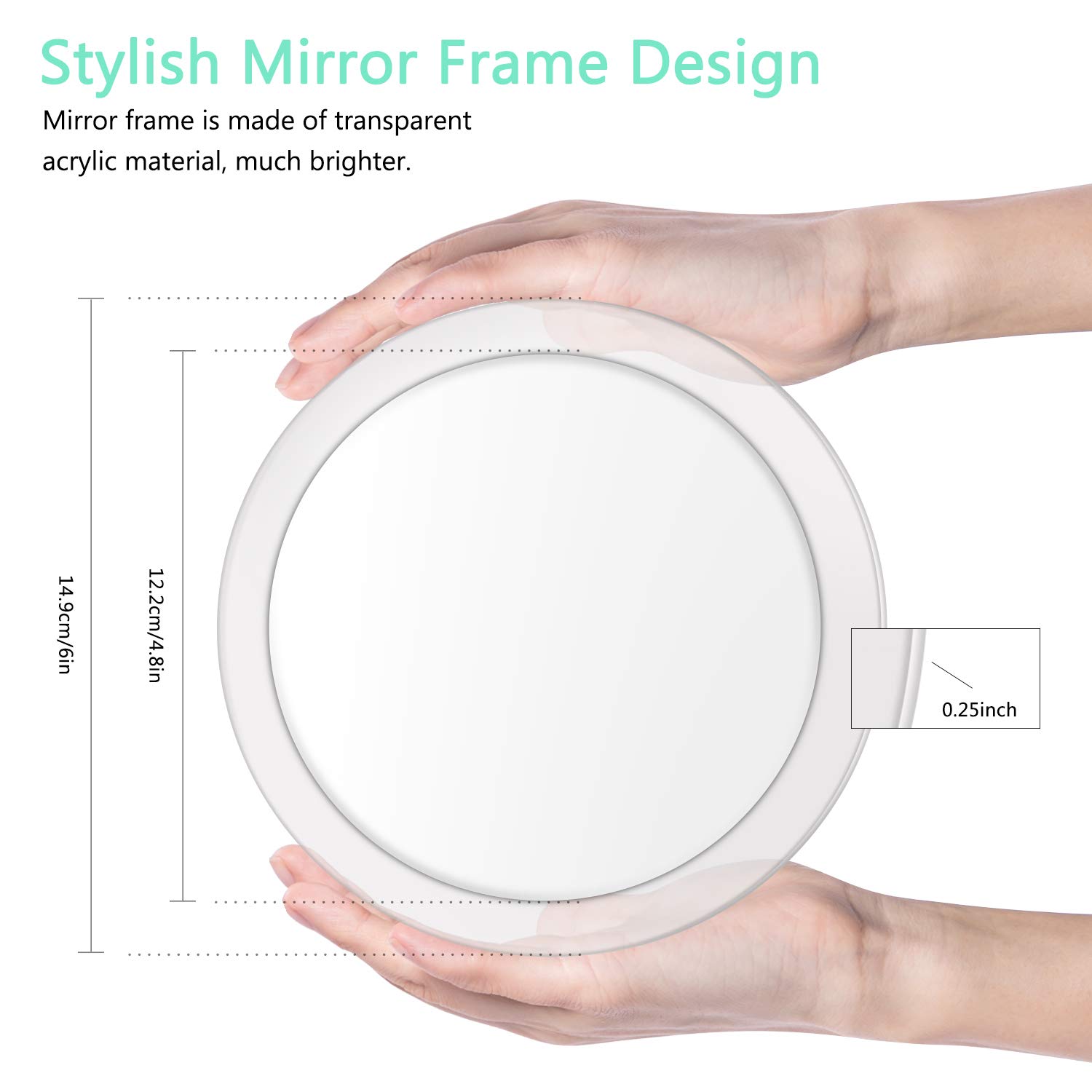 Précision Maquillage épilation Miroir Maquillage Grossissant 15x - 6 Pouces Avec Ventouses - Noir - Pour Épilation Et Maquillage Précis Loupe Précision Visage