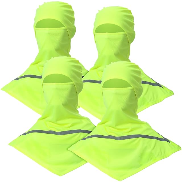 Seematn 4 Pcs Balaclava Sun Men Face Mask UV Protection with Reflective Strip for Construction Work Neck Covers