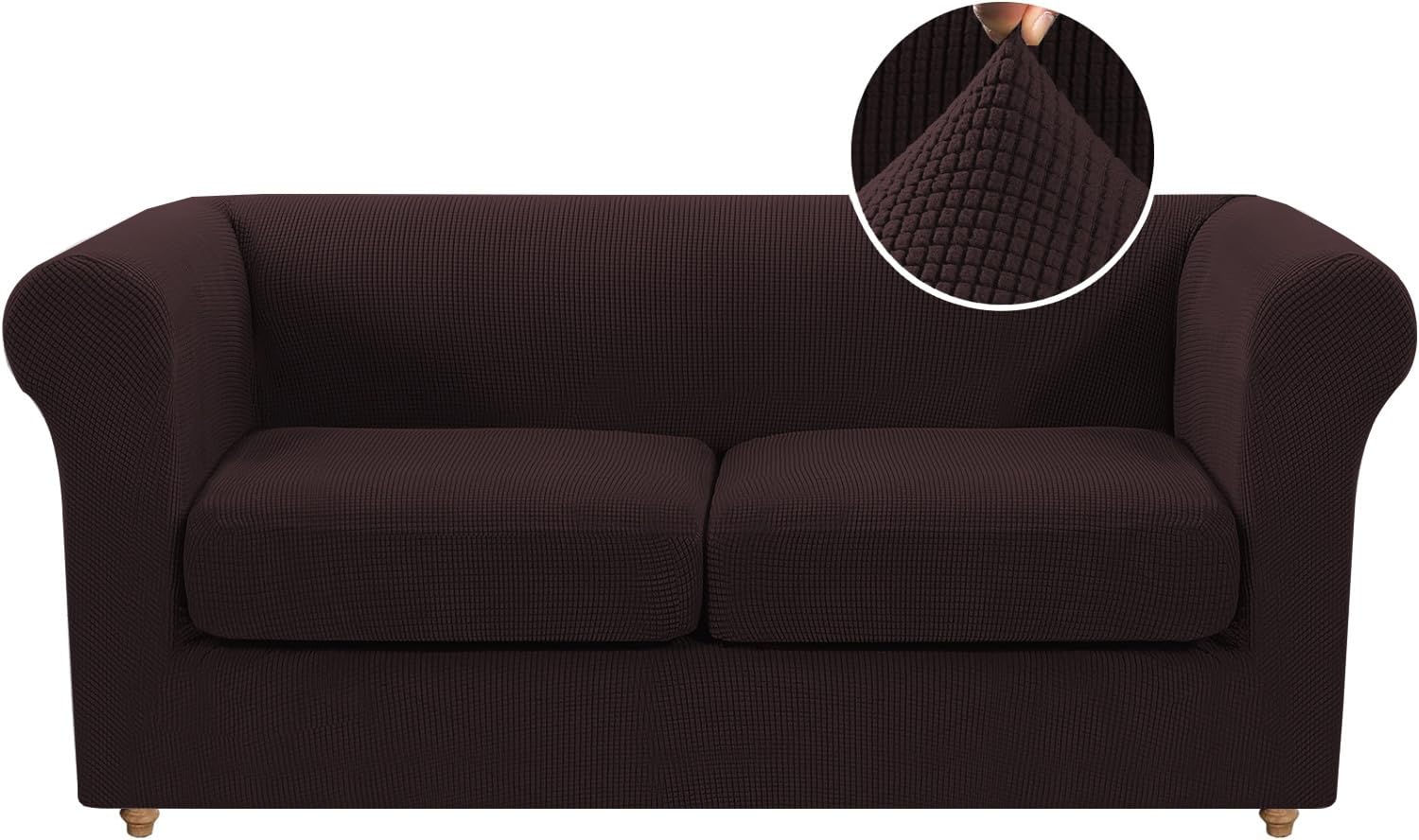 Housse de canapé extensible pour canapé 2 places marron
